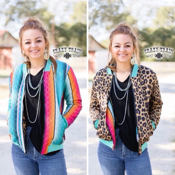 Crazy Train Reversible Bomber Jacket Serape - Picture 1 of 2